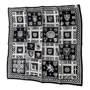 BONWIT TELLER Vintage Symphony Provence Square Scarf Black White One Size